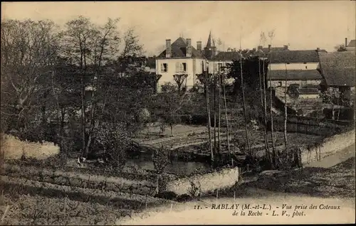 Ak Rablay Maine-et-Loire, Vue prise des Coteaux de la Roche