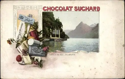 Ak Kanton Uri, Tellskapelle am Vierwaldstättersee, Chocolat Suchard