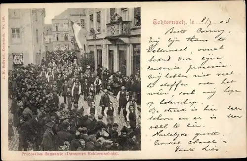 Ak Echternach Luxemburg, Procession dansante, Danseurs Echternachois