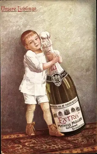 Künstler Ak Junge mit Sektflasche, Unsere Lieblinge