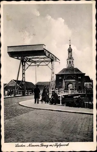 Ak Leiden Südholland Niederlande, Nieuwe Brug, Zijlpoort