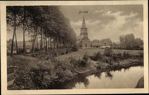 Ak Boxtel Nordbrabant Niederlande, Ortsansicht, Fluss, Kirche