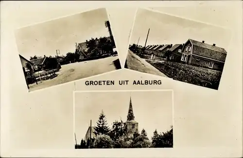 Ak Aalburg Nordbrabant Niederlande, Siedlung, Straßenpartie, Kirche