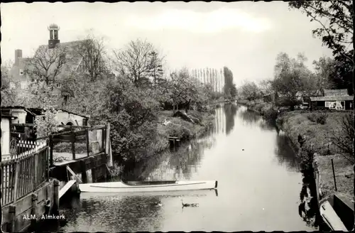 Ak Almkerk Nordbrabant Niederlande, Alm, Flusspartie, Ruderboot