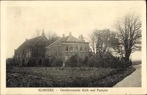 Ak Almkerk Nordbrabant Niederlande, Geref. Kerk met Pastorie