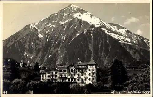 Foto Ak Spiez Kanton Bern, Hotel Schonegg