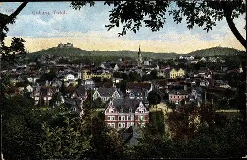 Ak Coburg Oberfranken, Blick a. d. Stadt, Burg, Kirche