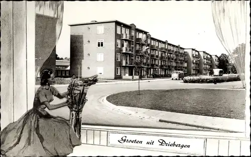 Passepartout Ak Driebergen Utrecht Niederlande, De Engh, Frau am Fenster