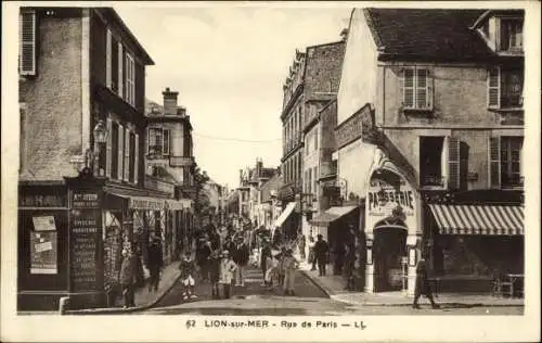 Ak Lion sur Mer Calvados, Rue de Paris, Pâtisserie, Épicerie