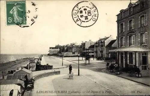 Ak Langrune sur Mer Calvados, la Digue et la Plage