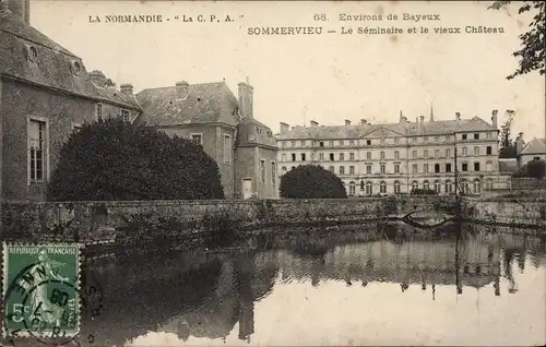 Ak Sommervieu Calvados, le Séminaire et le vieux Château