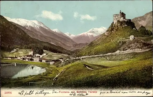 Ak Vulpera Tarasp Kanton Graubünden, Fontana mit Schloss Tarasp
