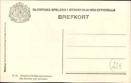 Ak Stockholm, Olympische Spiele 1912, Olympiska Spelens, Schwedische Turnerinnen