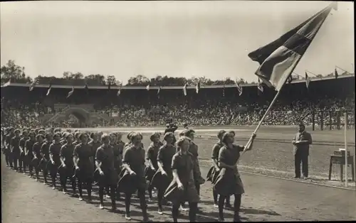 Ak Stockholm, Olympische Spiele 1912, Olympiska Spelens, Einmarsch der Schwedischen Turnerinnen