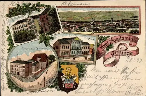 Studentika Litho Göttingen in Niedersachsen, Vivat Academia, Aula, Universitäts Bibliothek