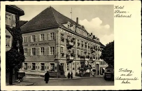 Ak Triberg im Schwarzwald, Hotel Löwen National, Familie Bügler, Straßenpartie