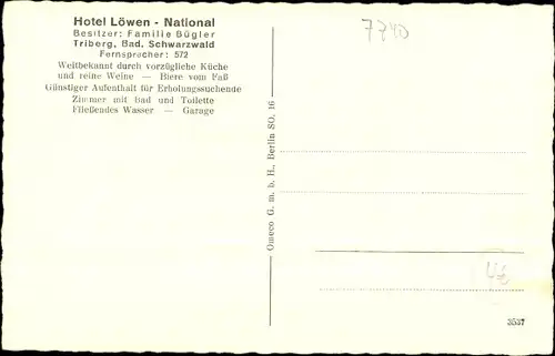 Ak Triberg im Schwarzwald, Hotel Löwen National, Familie Bügler, Straßenpartie