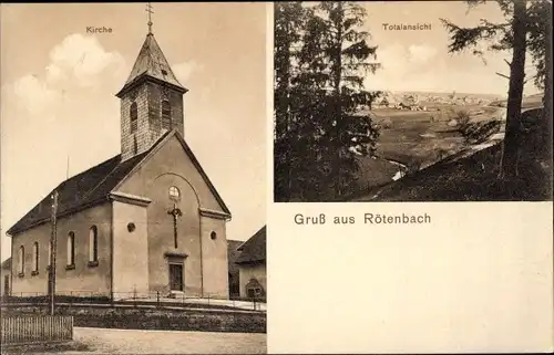 Ak Rötenbach Friedenweiler im Schwarzwald, Totalansicht, Kirche
