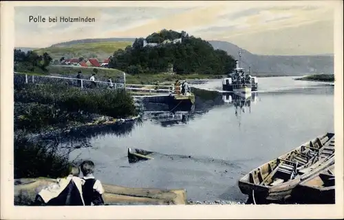 Ak Polle an der Weser, Weserpartie