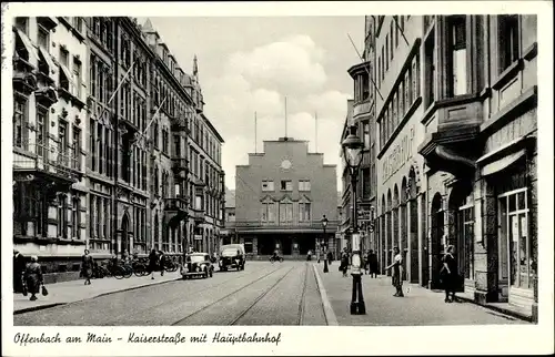 Ak Offenbach am Main Hessen, Kaiserstraße, Hauptbahnhof, Straßenpartie