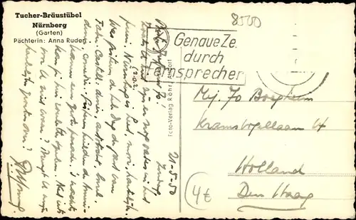 Ak Nürnberg in Mittelfranken, Tucher Bräustübel