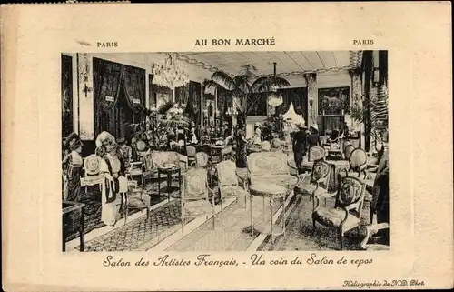 Ak Paris, Au Bon Marche, Salon des Artistes Francais, Un coin du Salon de repas