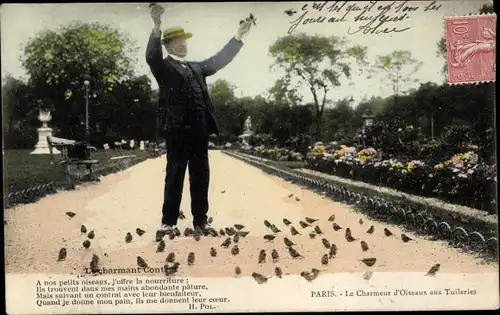 Ak Paris, Le Charmeur d'Oiseaux aux Tuilleries