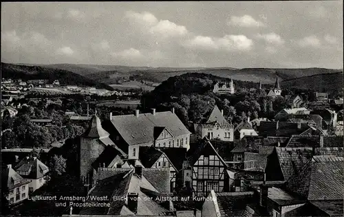 Ak Arnsberg im Sauerland, Blick von der Altstadt auf Kurhotel und Propsteikirche