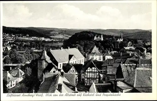 Ak Luftkurort Arnsberg in Westfalen, Blick auf die Altstadt, Kurhotel, Probsteikirche