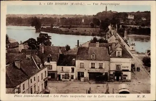 Ak Les Rosiers Maine et Loire, Vue Panoramique, Place Jeanne de Laval