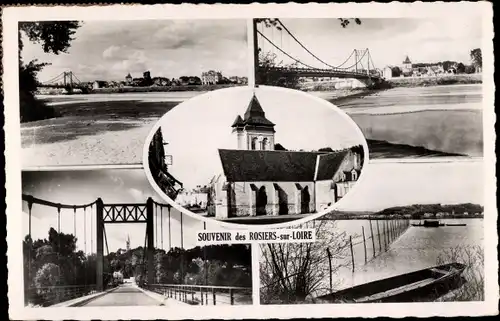 Ak Les Rosiers sur Loire Maine et Loire, Flusspartie, Brücke, Kirche