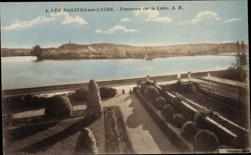 Ak Les Rosiers sur Loire Maine et Loire, Panorama sur la Loire