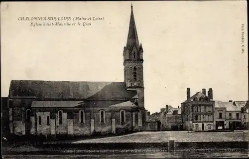 Ak Chalonnes sur Loire Maine et Loire, Eglise Saint Maurille, Le Quai