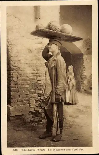 Ak Russische Typen, Wassermelonen Verkäufer, Straßenhändler