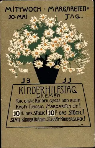 Künstler Ak Hansestadt Bremen, Margaretentag am 10. Mai 1911, Kinderhilfstag