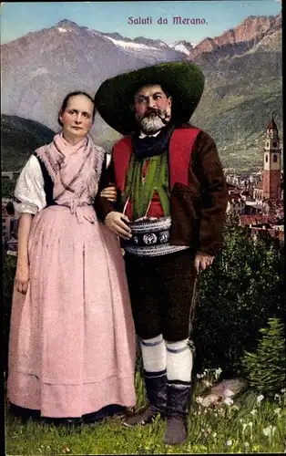 Ak Meran Merano Südtirol, Italienische Tracht, Ehepaar