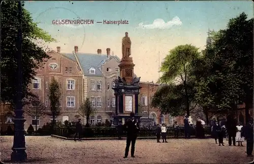 Ak Gelsenkirchen im Ruhrgebiet, Kaiserplatz, Denkmal