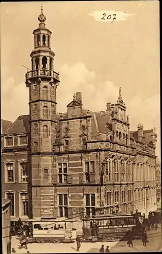 Ak 's Gravenhage Den Haag Südholland, Gemeentehuis, Straßenbahn, Tram