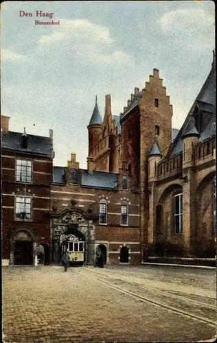 Ak Den Haag Südholland, Binnenhof, Tram, Straßenbahn