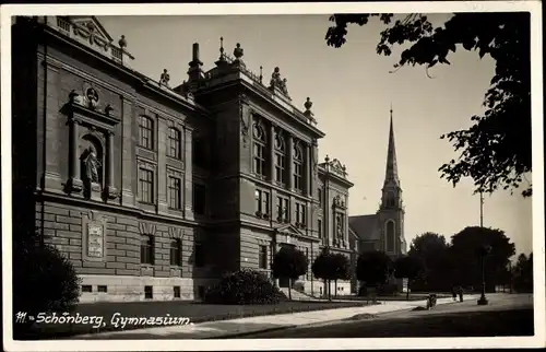 Ak Šumperk Mährisch Schönberg Region Olmütz, Gymnasium, Kirche