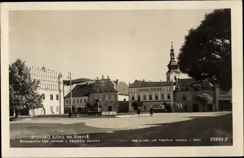 Ak Susice na Šumavě Höritz Südböhmen, Platz, Hotel Fialka