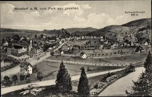 Ak Nová Ves nad Nisou Neudorf an der Neiße Region Reichenberg, Blick vom Park aus