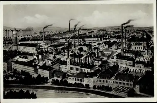 Ak Plzeň Pilsen Stadt, Blick auf den Ort