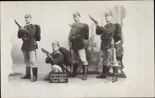 Foto Ak Griesheim bei Darmstadt, Griesheimer Sand 1903, Deutsche Soldaten in Uniformen, Kaiserreich