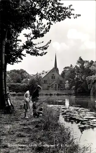 Ak Schoonhoven Südholland Niederlande, Groote Gracht, R. K. Kerk