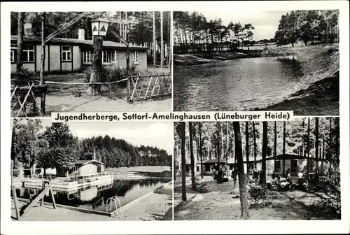 Ak Sottorf Amelinghausen Lüneburg in Niedersachsen, Jugendherberge, Schwimmbad