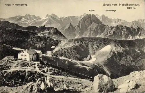 Ak Oberstdorf im Oberallgäu, Allgäuer Hochgebirge, Nebelhornhaus, Gesamtansicht