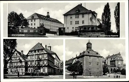 Ak Eschwege an der Werra Hessen, Hindenburg Kaserne, Marktplatz, Schlossplatz