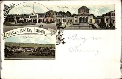 Litho Bad Oeynhausen in Westfalen, Panorama, Thermalbad, Kurhaus