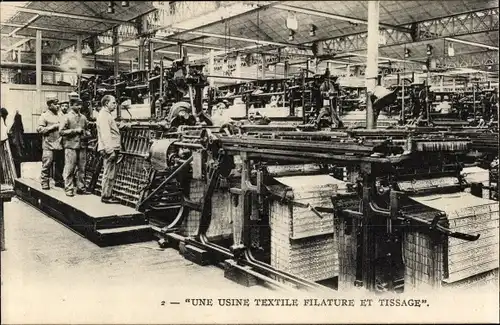 Ak Une Usine Textile Filature et Tissage, Webmaschinen, Mechaniker